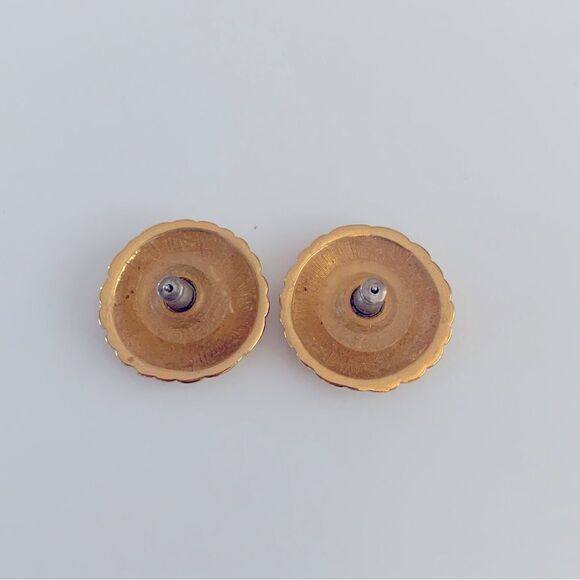Vintage Napier Gold Basketweave Stud Earrings - Picture 3 of 4